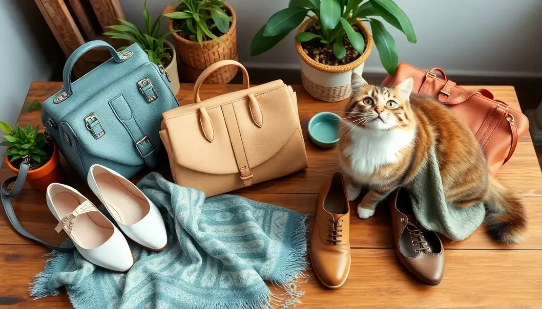 Eco-friendly fashion displayed next to a content dog.